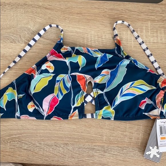 Splendid Womens Tropical Traveler High Neck Bra & Tab Side Pants Size Small - Picture 6 of 6